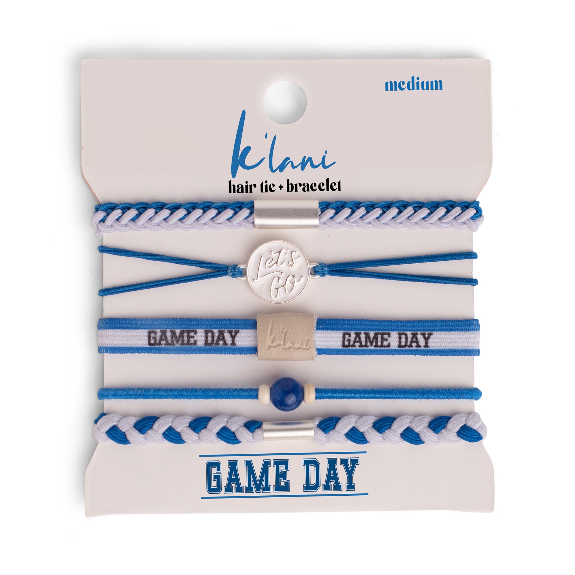 Game Day Blue white - Hair Tie Bracelet