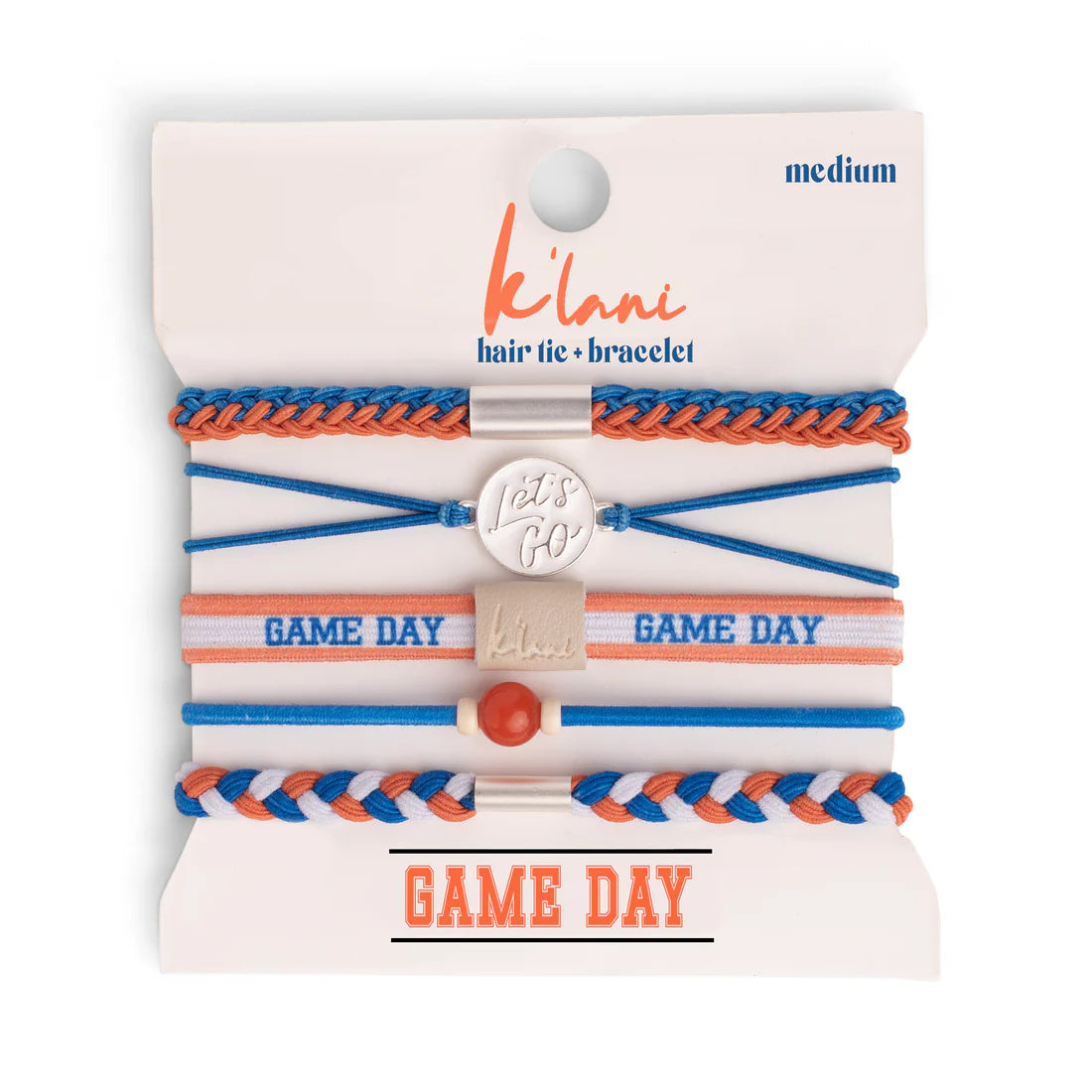 Game day orange blue hair tie bracelet