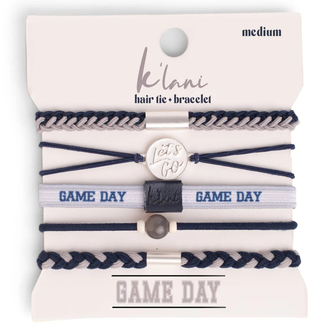 Game Day Navy & Gray Hair Tie Bracelet – K'lani