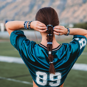 "Game Day" Blue, Grey, & Green Hair Tie Bracelets