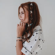 "Flirt" Polka Dot in Cream & Black with Green Accent Hair Tie Bracelets