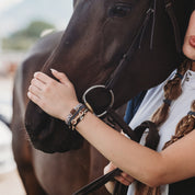 "Gallop" Horse & Bit Equestrian Accents in Rich Brown & Blue Hair Tie Bracelets