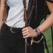 "Gallop" Horse & Bit Equestrian Accents in Rich Brown & Blue Hair Tie Bracelets