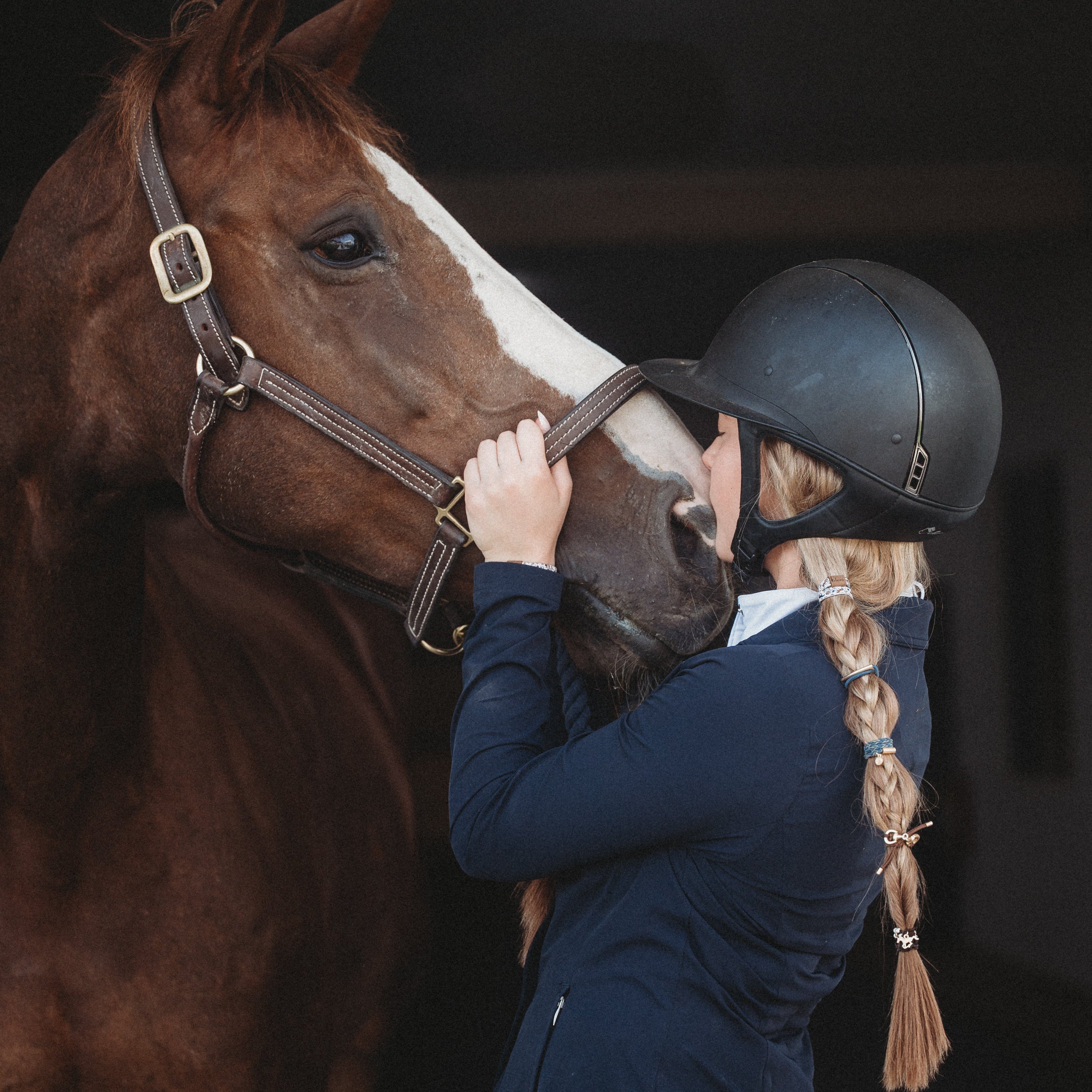 "Gallop" Horse & Bit Equestrian Accents in Rich Brown & Blue Hair Tie Bracelets