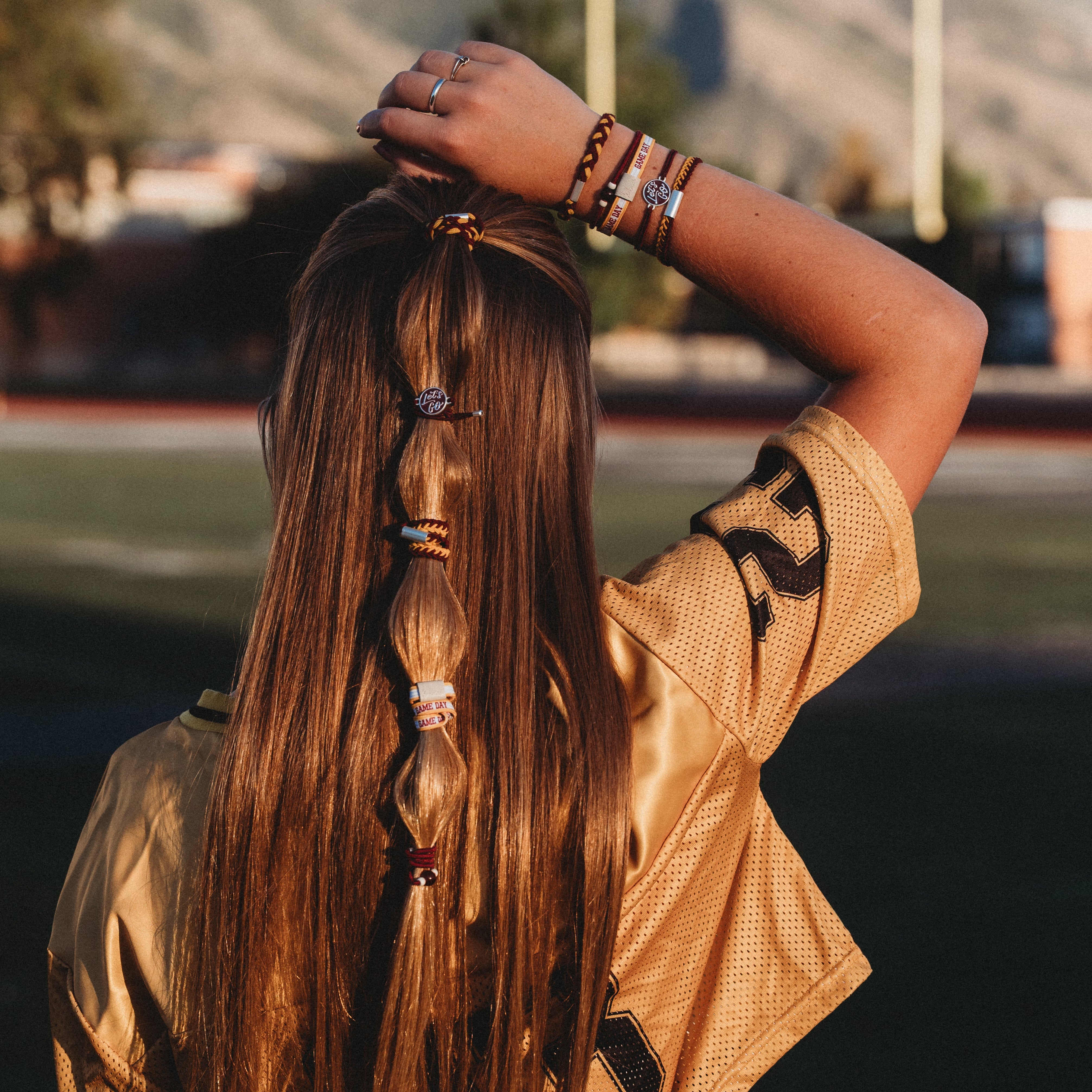 "Game Day" Maroon & Gold Hair Tie Bracelets