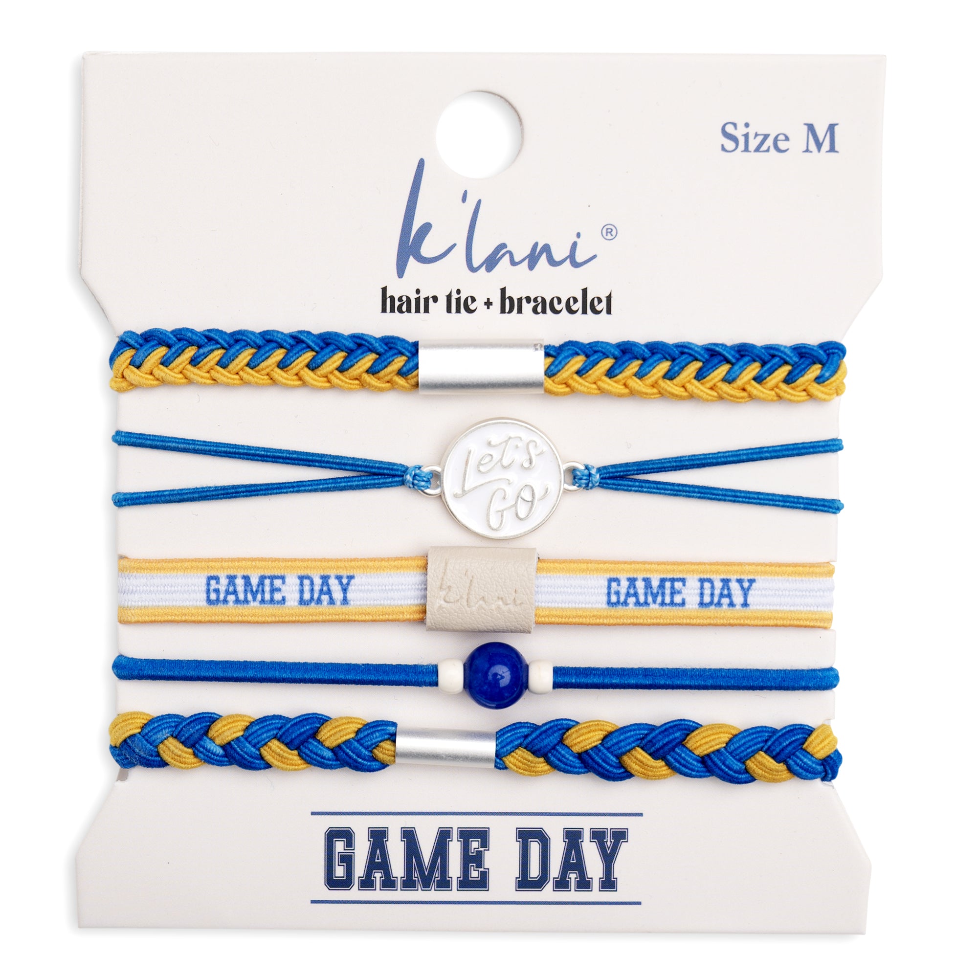 "Game Day" Blue & Yellow Hair Tie Bracelets