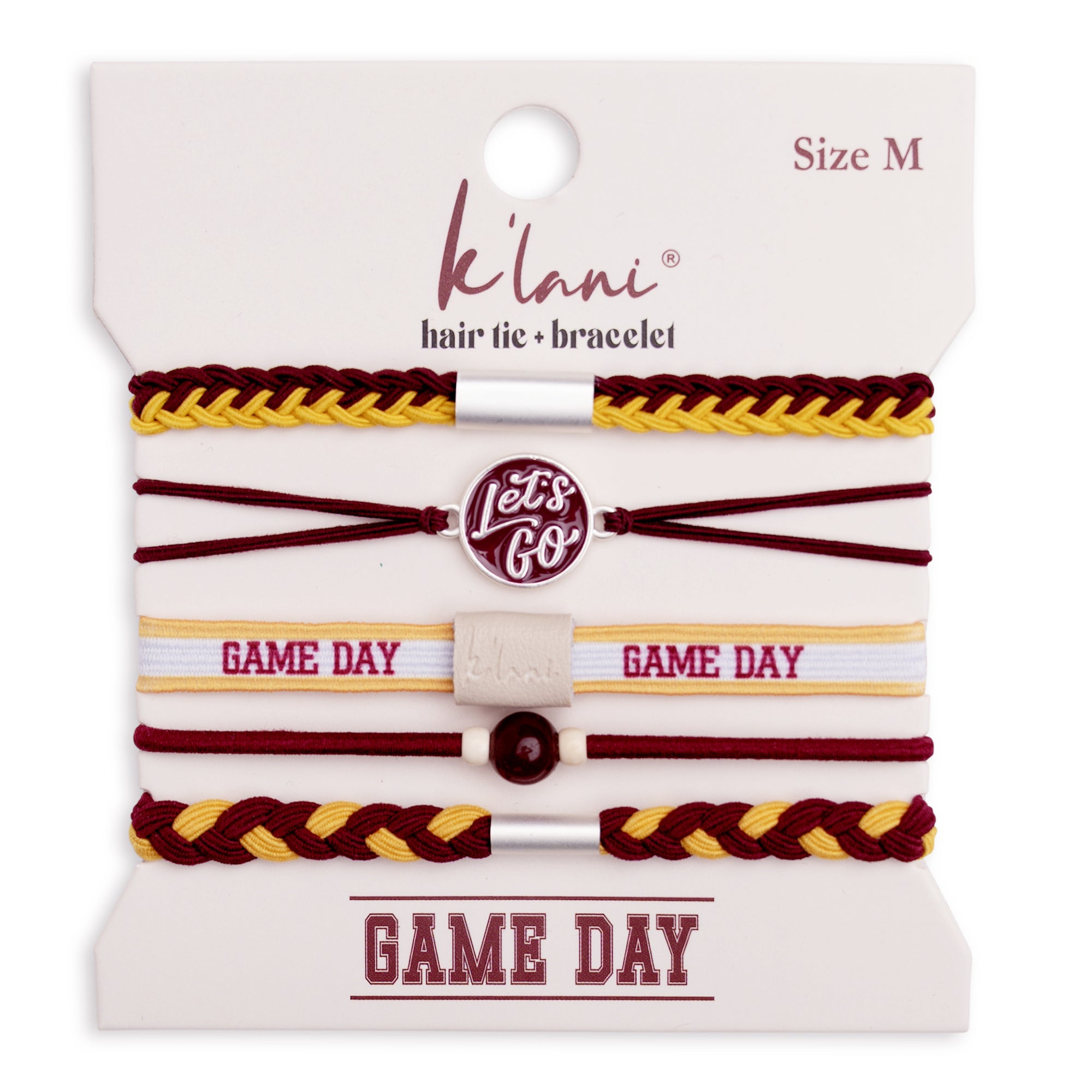 "Game Day" Maroon & Gold Hair Tie Bracelets