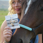"Gallop" Horse & Bit Equestrian Accents in Rich Brown & Blue Hair Tie Bracelets