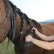"Gallop" Horse & Bit Equestrian Accents in Rich Brown & Blue Hair Tie Bracelets
