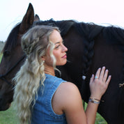 "Gallop" Horse & Bit Equestrian Accents in Rich Brown & Blue Hair Tie Bracelets