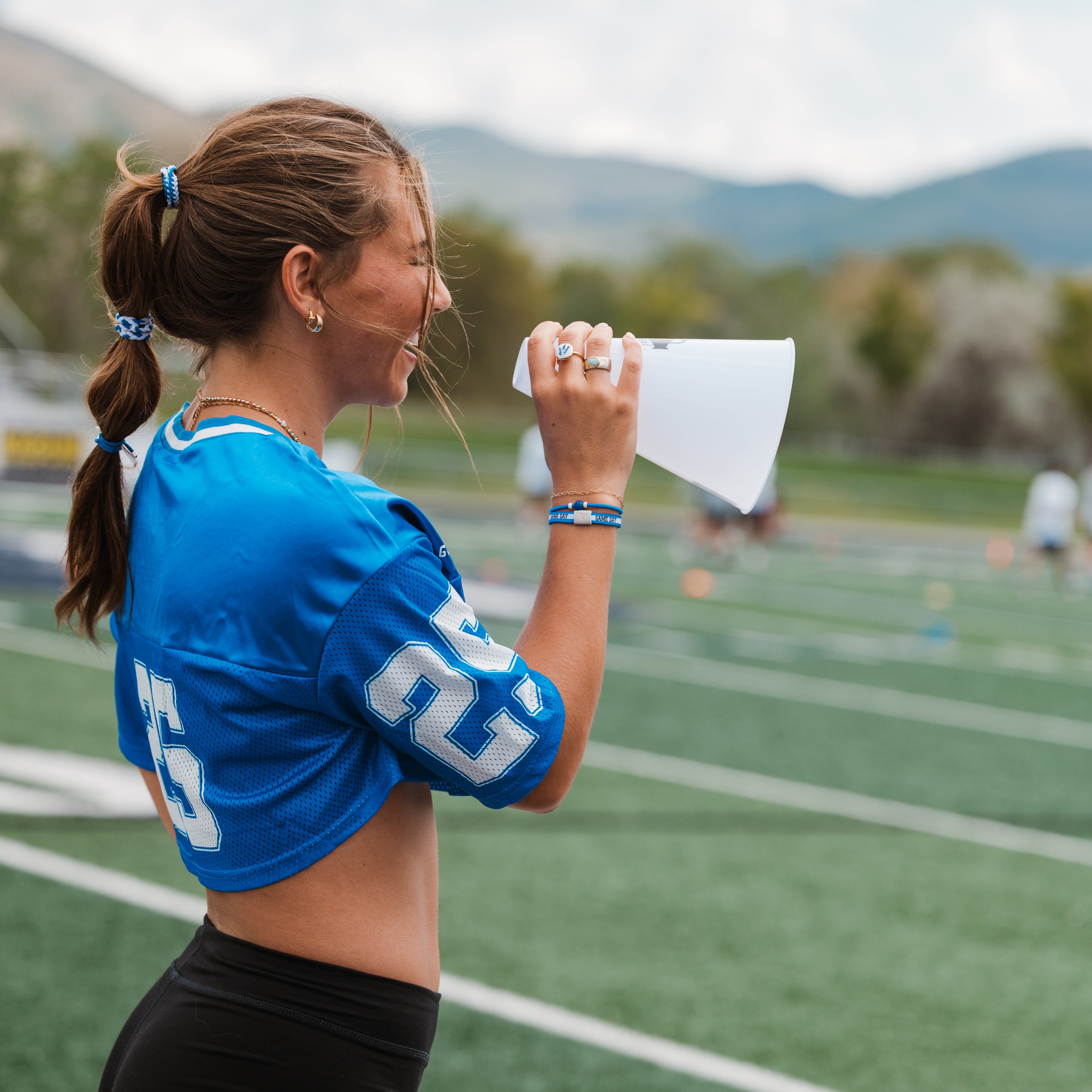Game Day Blue white - Hair Tie Bracelet