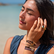 "Ember" Tortoise Shell Ring Charm with Gold, Browns & Neutrals