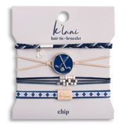 "Chip" Blue & Cream Hair Tie Bracelets with Removable Ball Marker