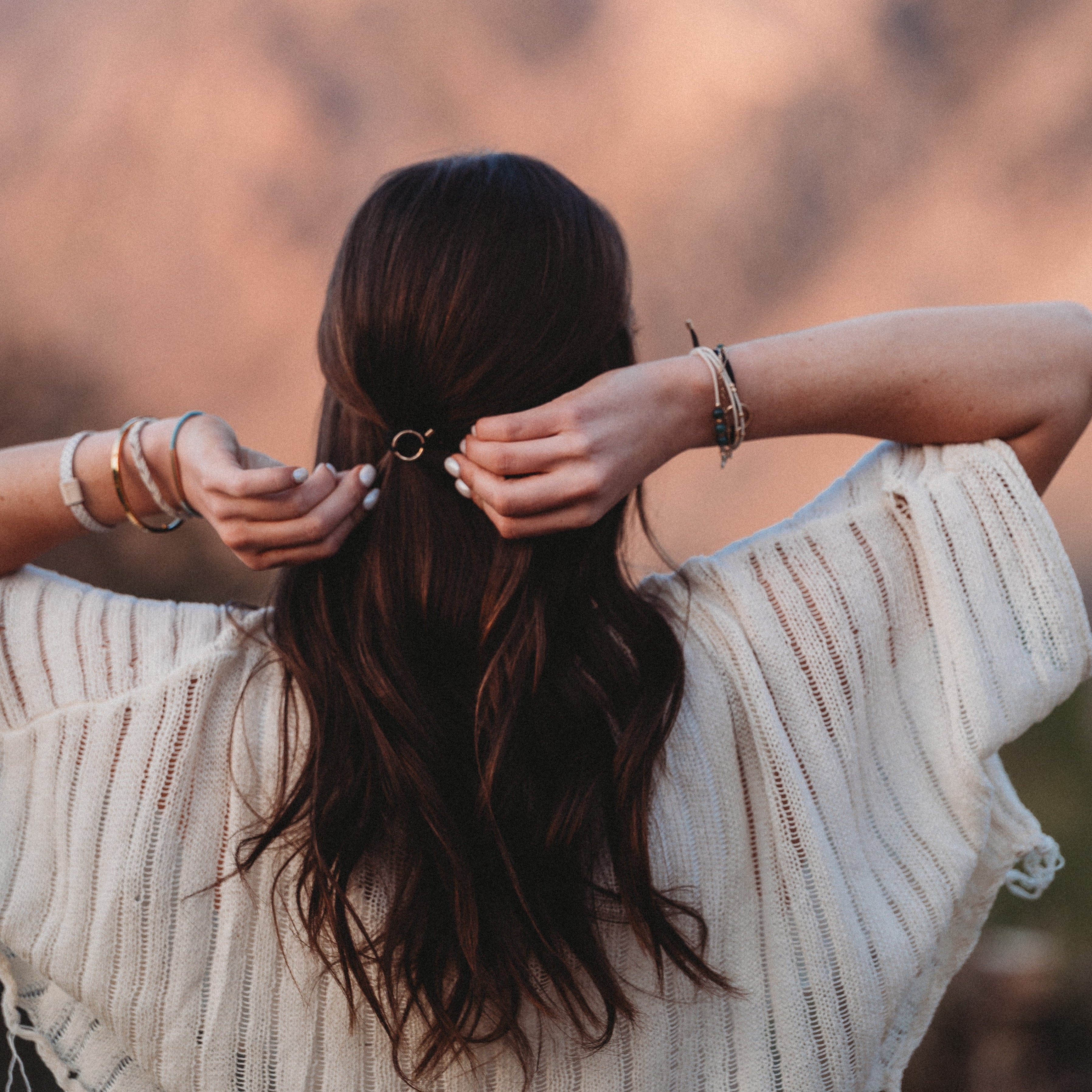 "Flirt" Polka Dot in Cream & Black with Green Accent Hair Tie Bracelets