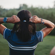 "Chip" Blue & Cream Hair Tie Bracelets with Removable Ball Marker