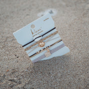 "Radiant" Seashell Theme in Cream & Black Hair Tie Bracelets