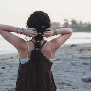 "Radiant" Seashell Theme in Cream & Black Hair Tie Bracelets