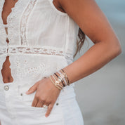 "Radiant" Seashell Theme in Cream & Black Hair Tie Bracelets