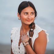 "Radiant" Seashell Theme in Cream & Black Hair Tie Bracelets