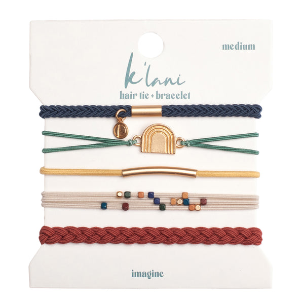 k\'lani Hair Tie Bracelet Set Large Multicolor Braided Beaded Charm Lot Of 4 Embrace Bracelet |Hair Tie Set with Honu Charm – K main image 3