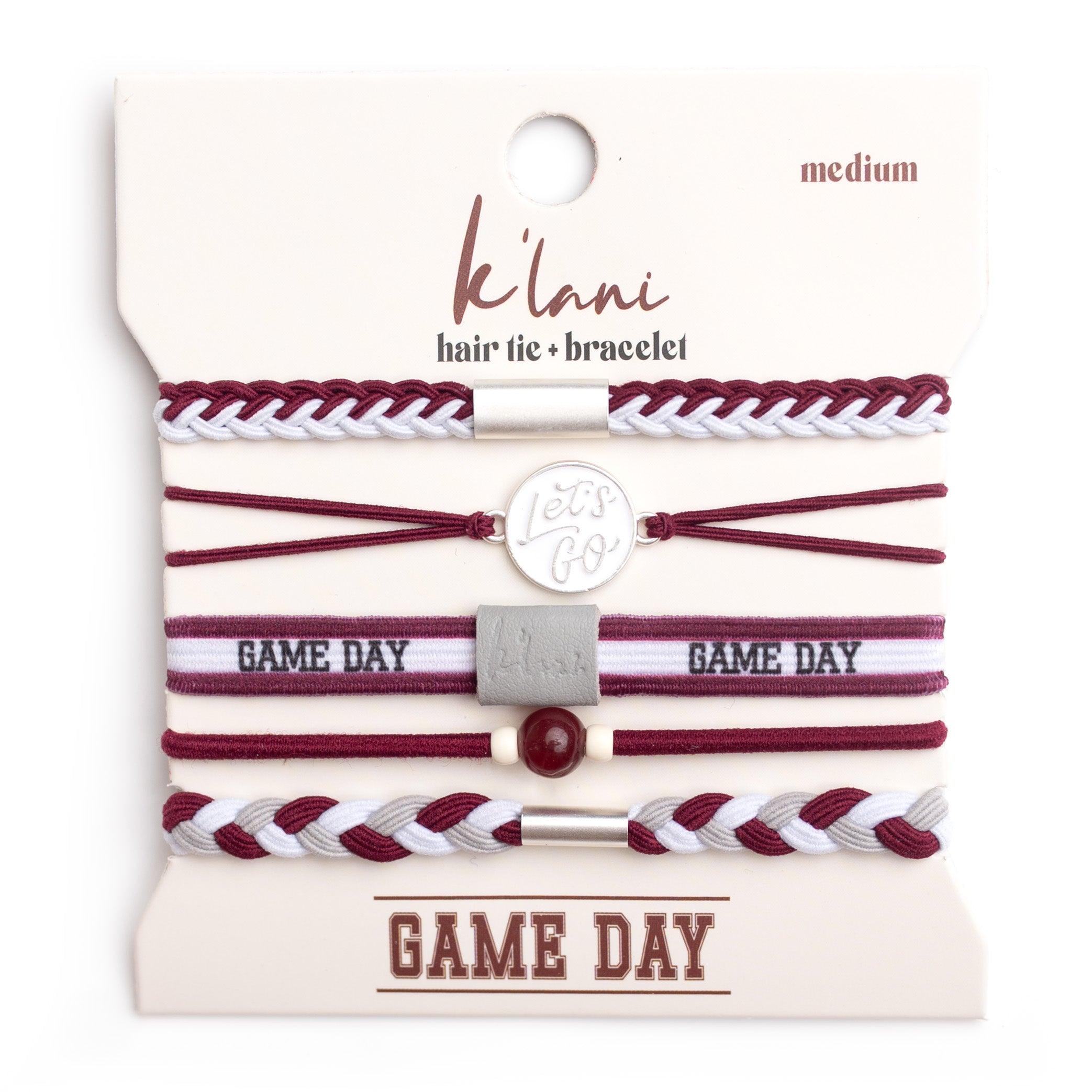 maroon white Hair Tie Bracelets