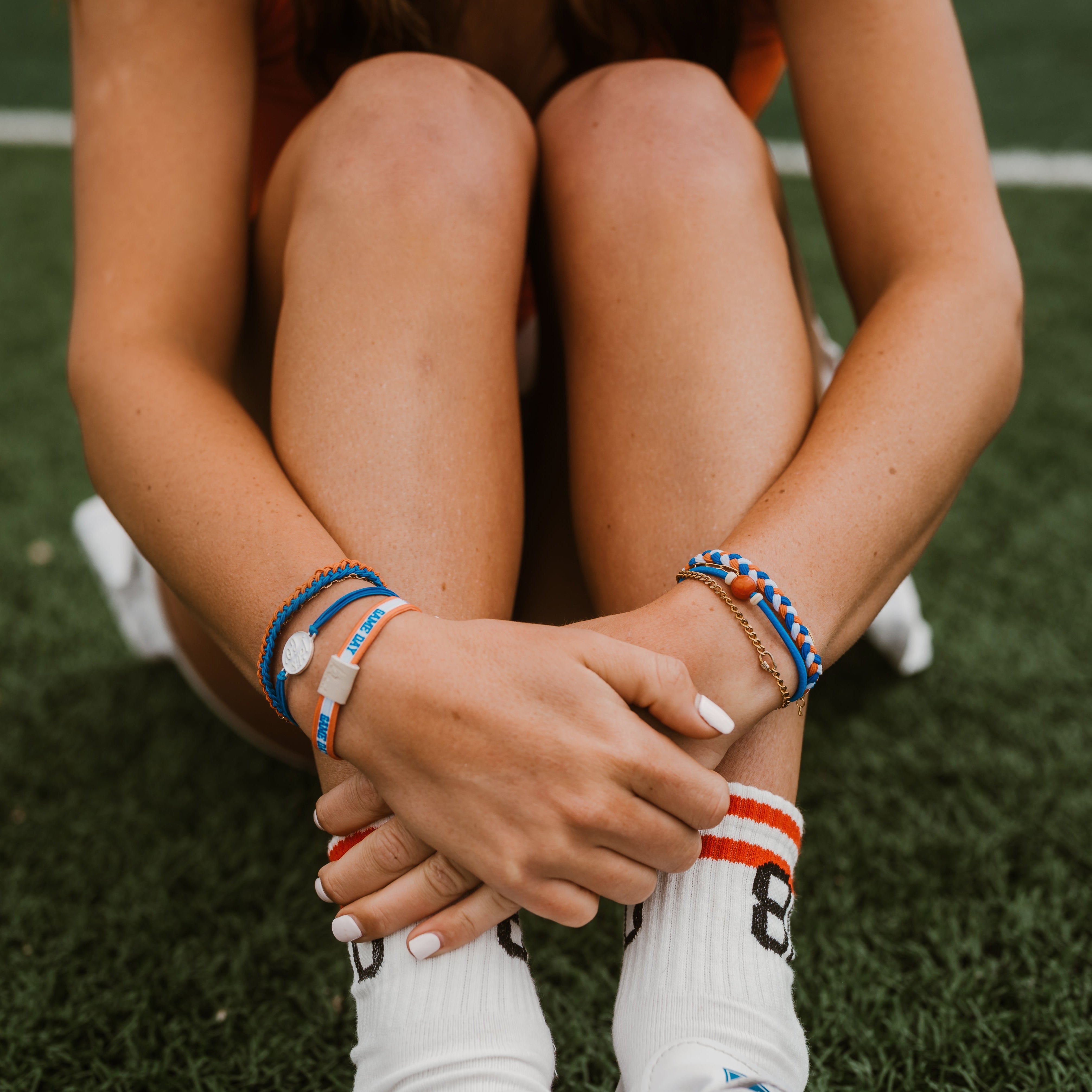 Game Day Blue Orange Hair Tie Bracelet