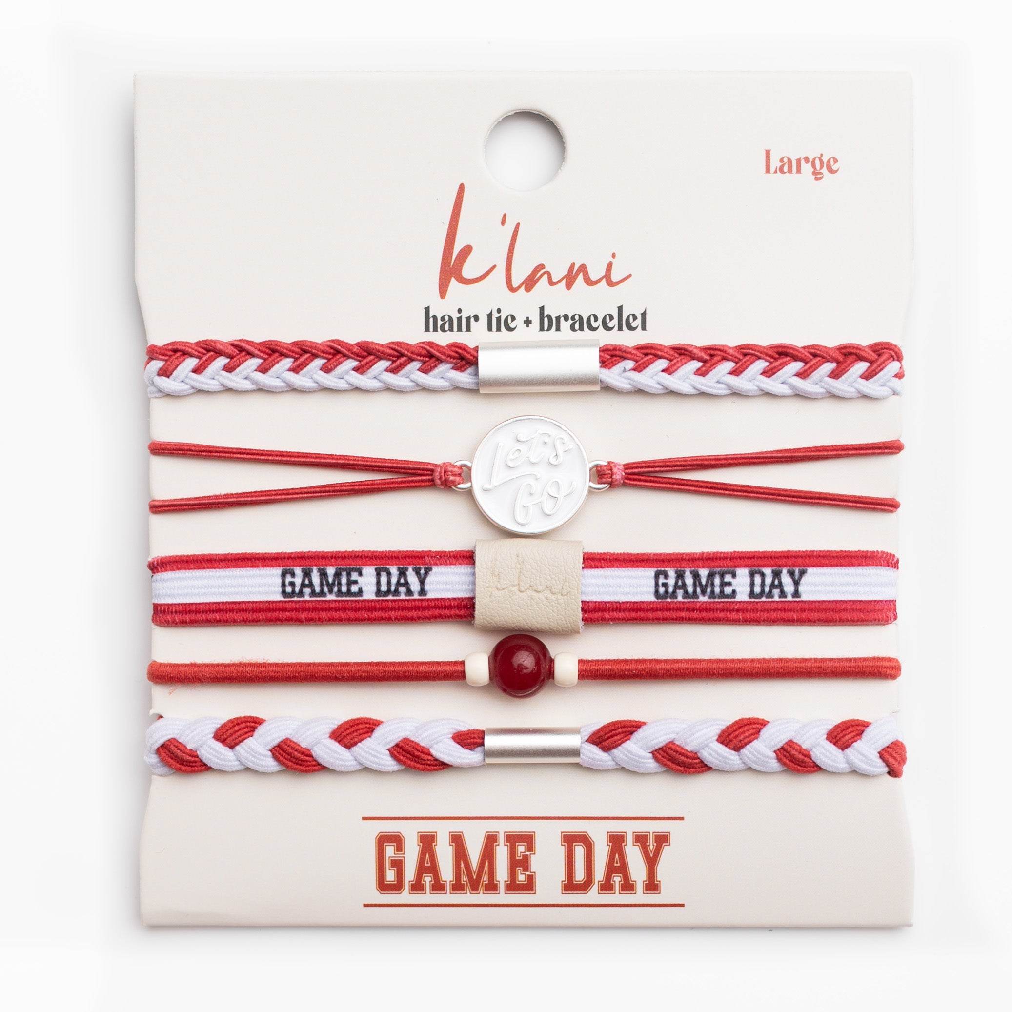 red and white Hair Tie Bracelets