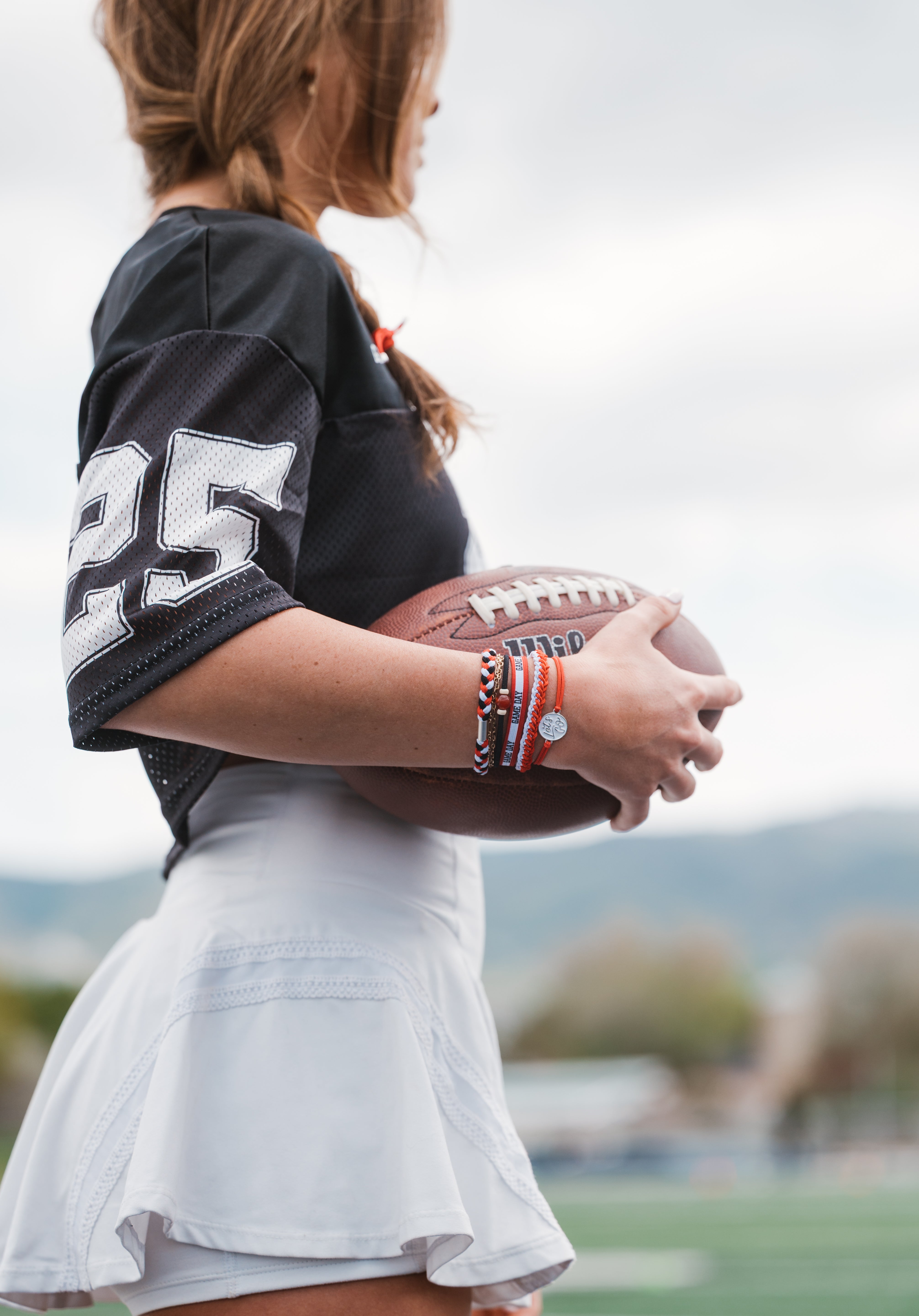 Game Day Red White Black- Hair Tie Bracelet