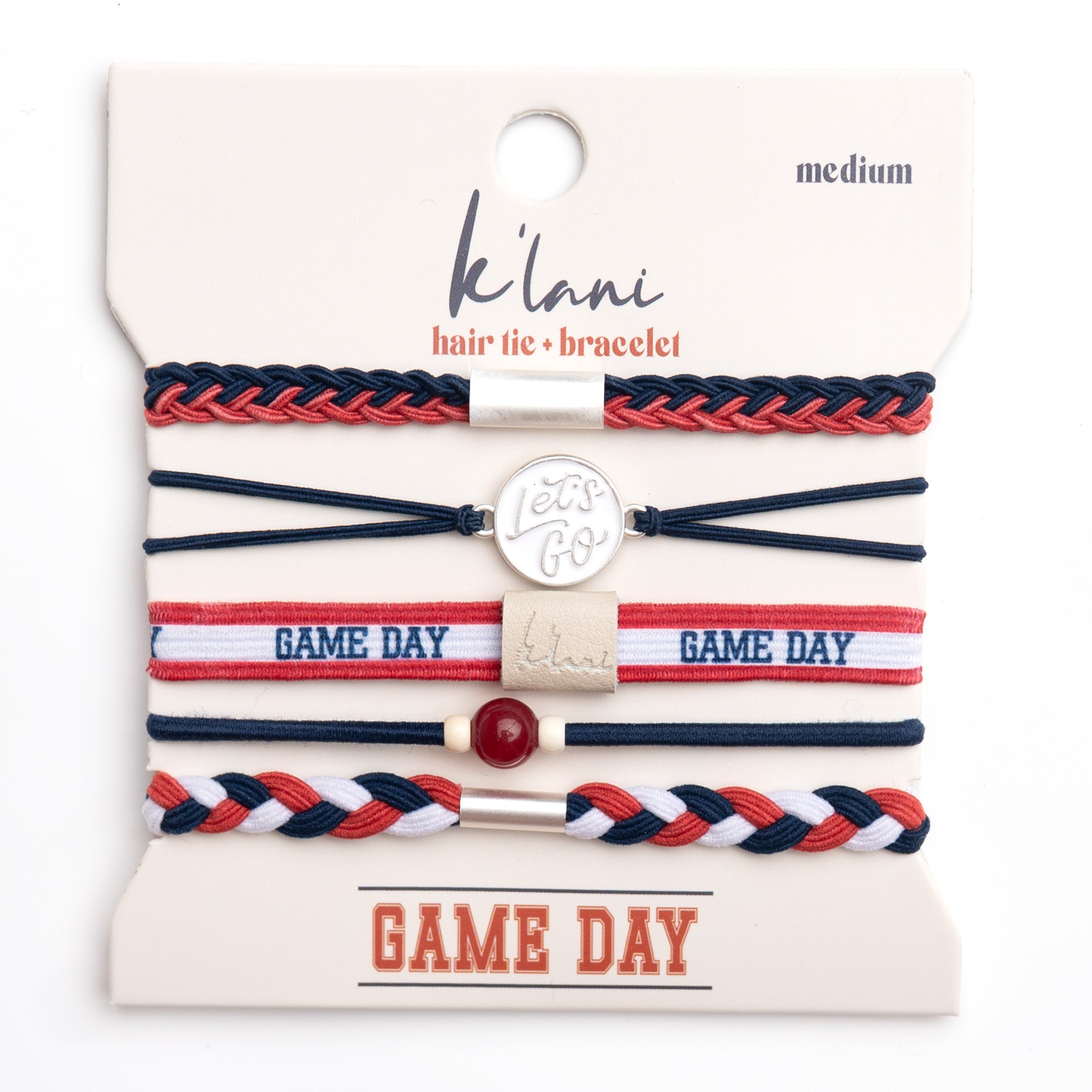 red and navy Hair Tie Bracelets