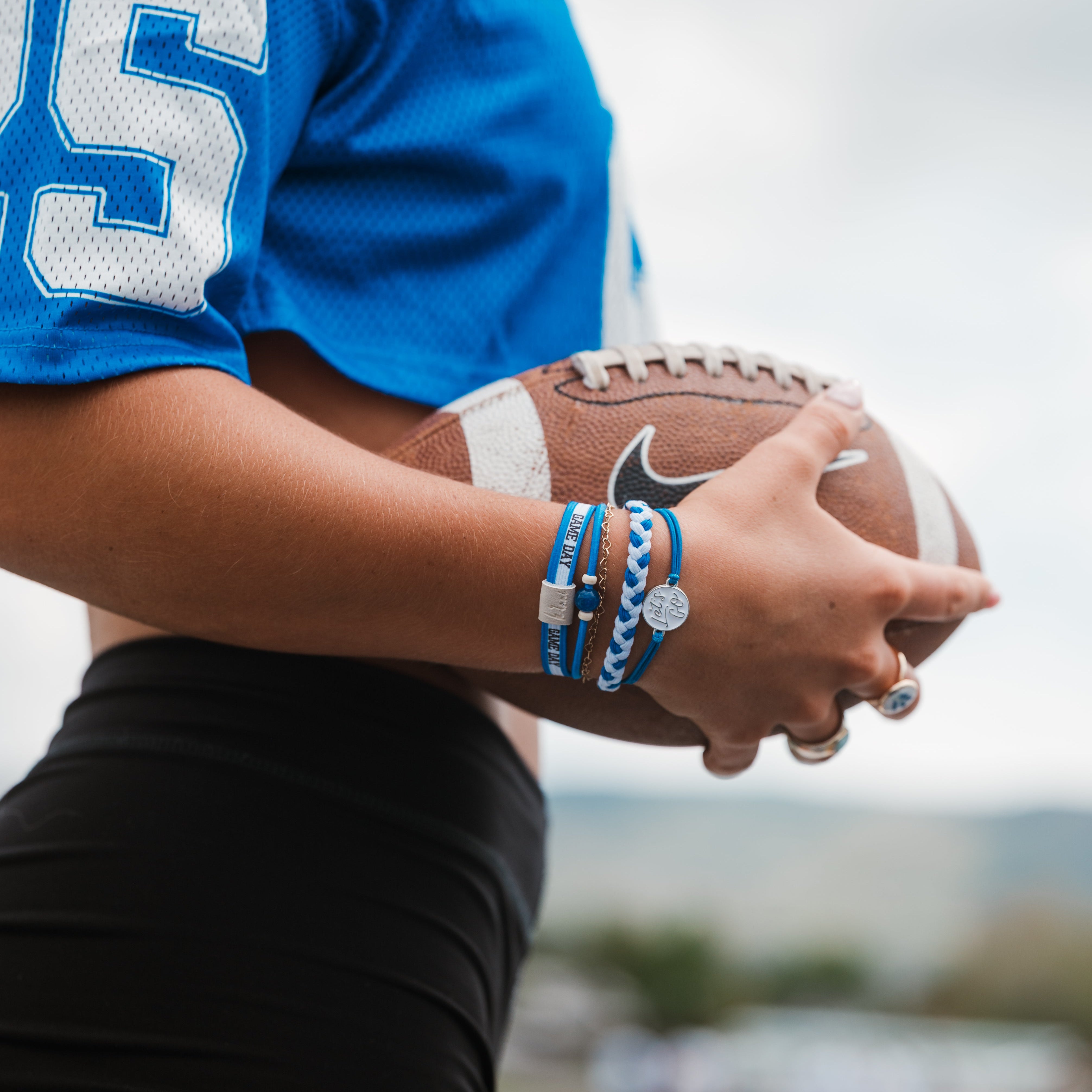 Game Day Blue white - Hair Tie Bracelet – Wear K'lani